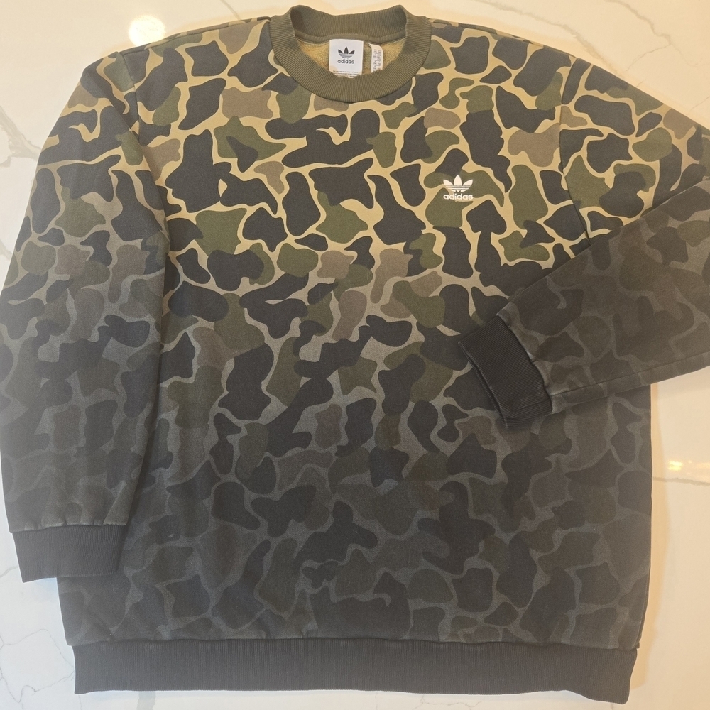 Adidas Ombre Camouflage Crewneck Pullover Sweatshirt Green Mens XXL